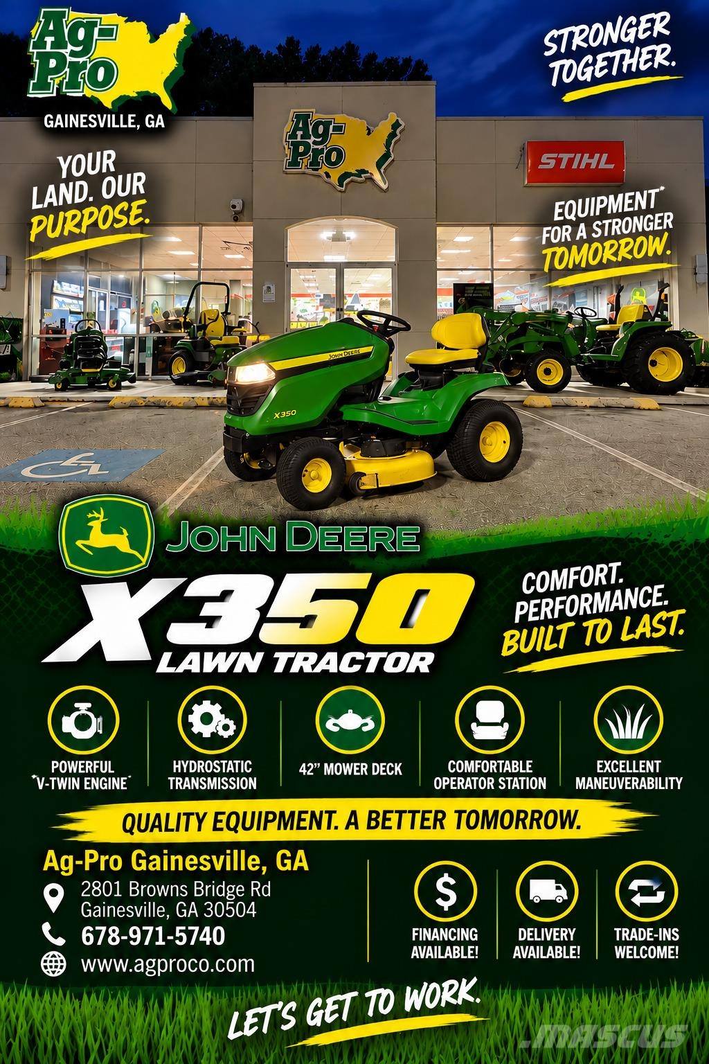 John Deere X350 ركوب الحشائش