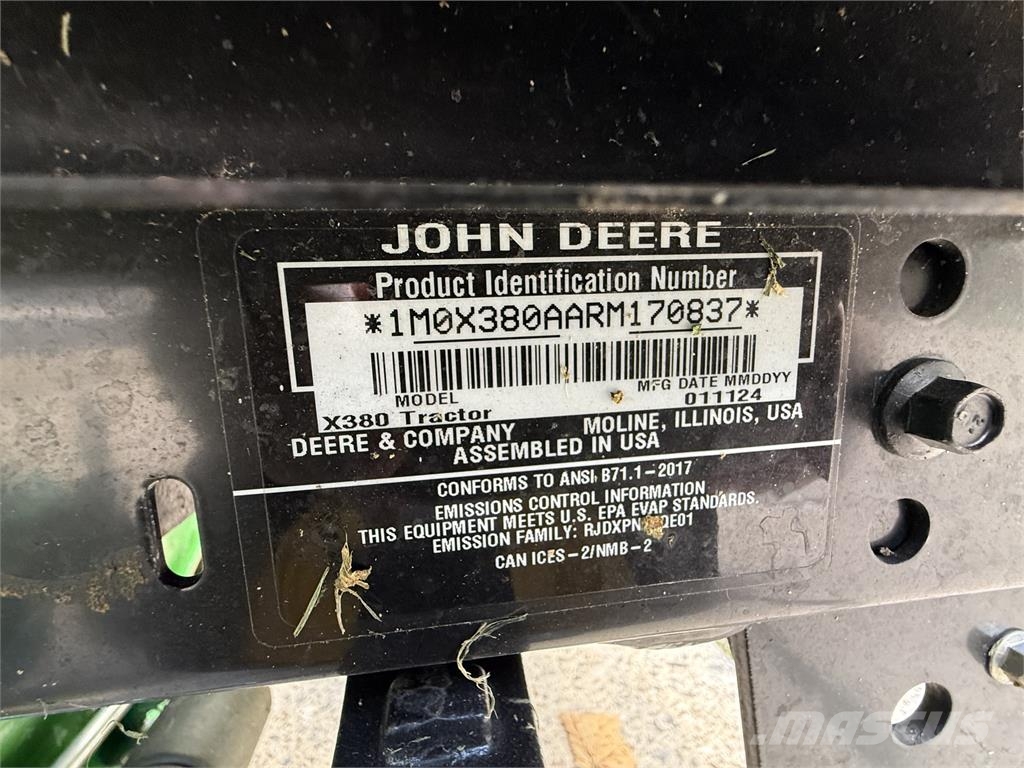 John Deere X380 Micro tracteur