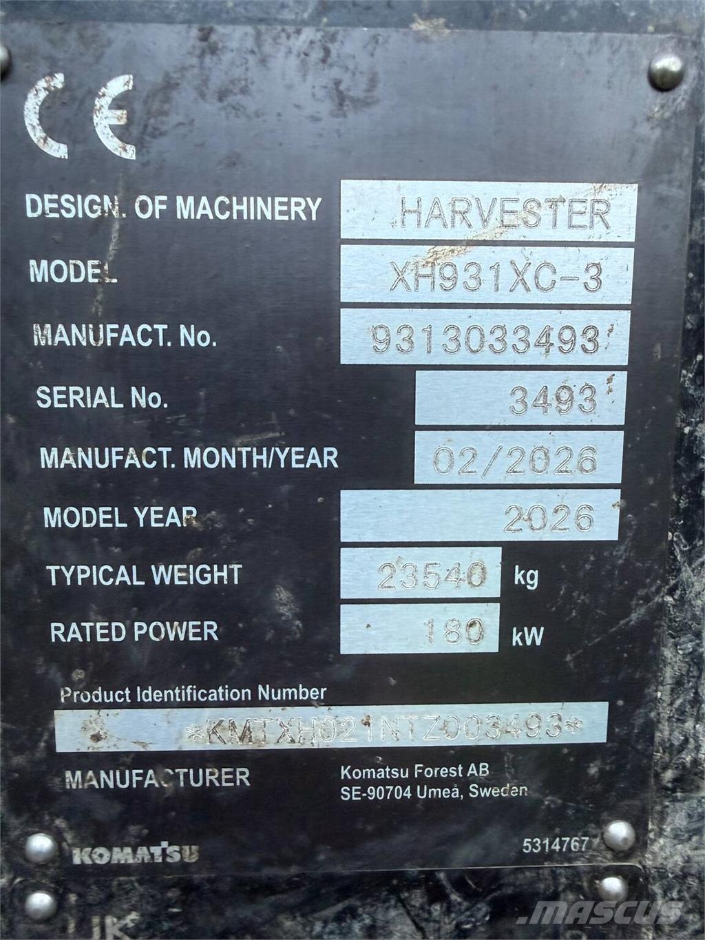 Komatsu 931XC Harvesters