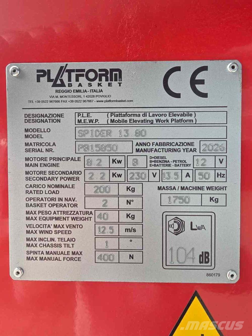 Platform Basket Spider13.80 Andere Arbeitsbühnen