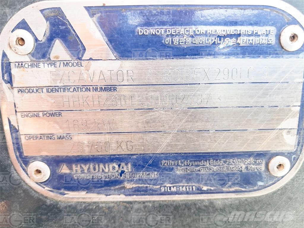 Hyundai R290LC-9 Bageri guseničari