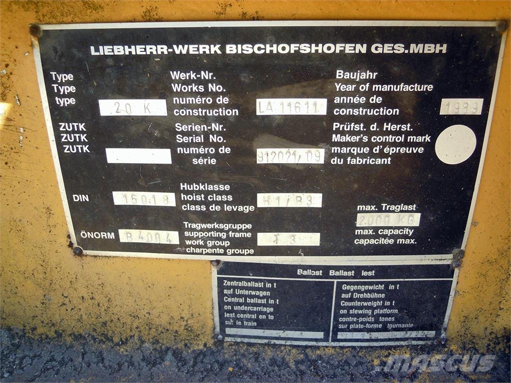 Liebherr 20K Башенные краны