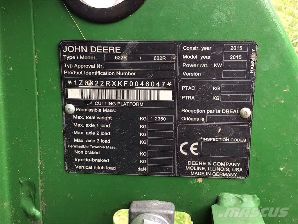 John Deere Schneidwerk 622 R mit Flötzinger Schneidwerkswag ملحقات الحصادات