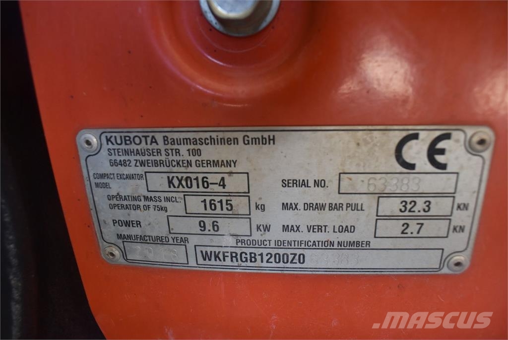Kubota KX016-4 Minigraafmachines < 7t