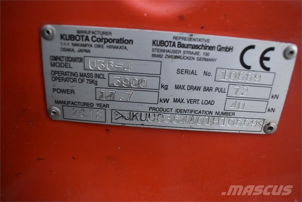 Kubota U36-4 mit Powertilt حفارات صغيرة أقل من 7 طن (حفارات صغيرة)