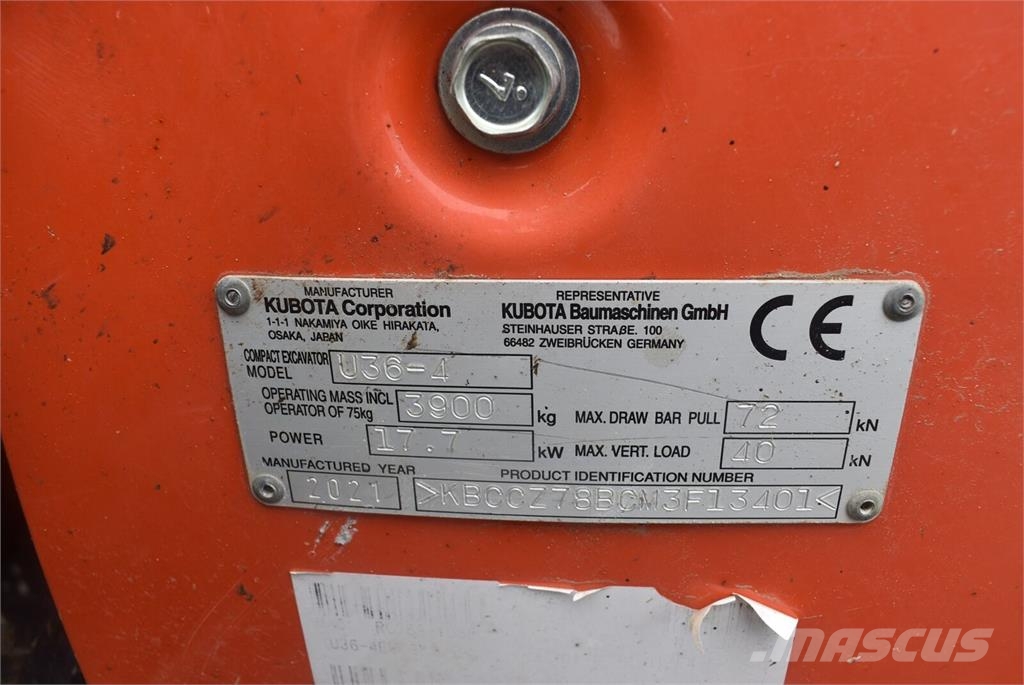 Kubota U36-4 mit Powertilt حفارات صغيرة أقل من 7 طن (حفارات صغيرة)