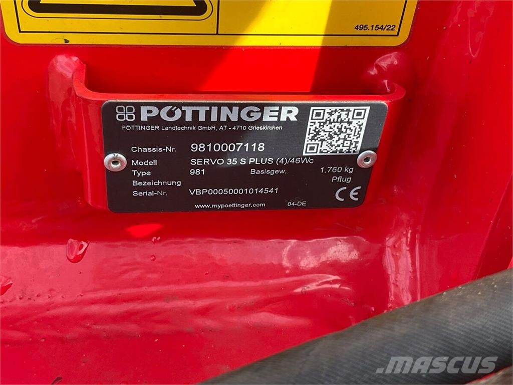 Pöttinger Servo 35 S Plus 4-sch. محاريث تقليدية