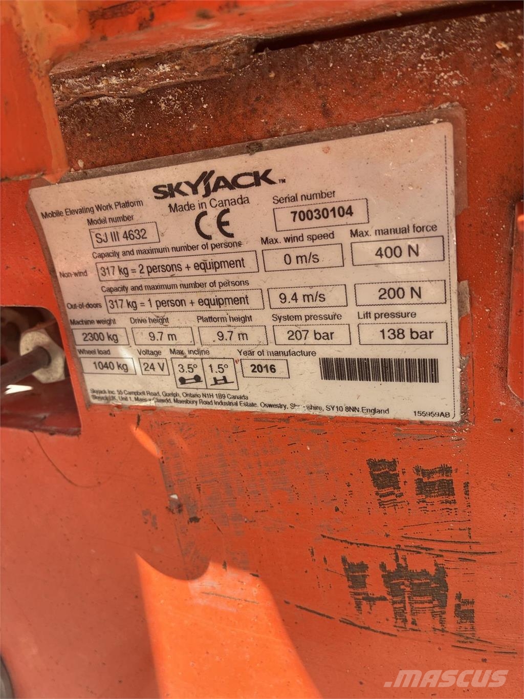 SkyJack 4632 SJ3 9,7 Meter Karos emelők