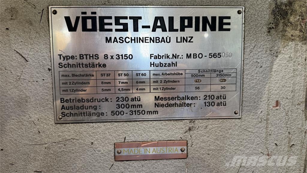 Vöest-Alpine 8x3150 Tafelschere Landbrug - Andet