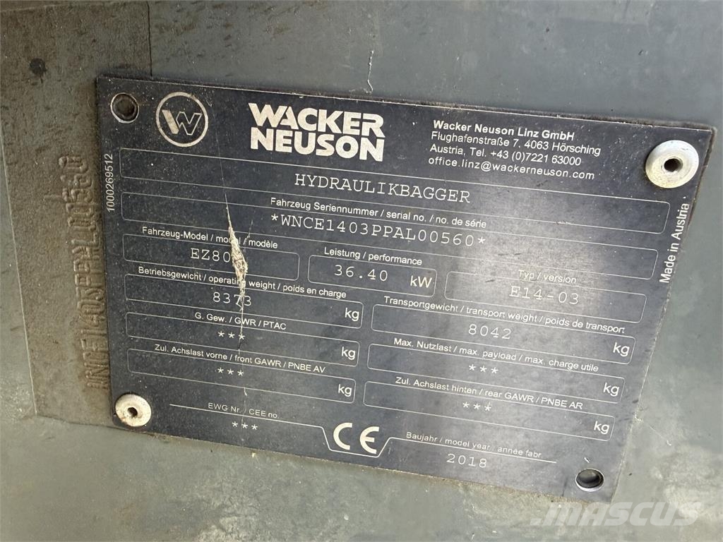 Wacker EZ 83 Kompaktbagger ET90 8003 75Z3 Mini bagri <7t