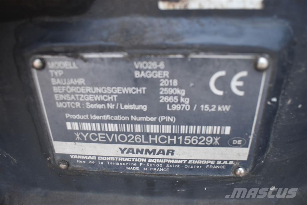 Yanmar VIO26-6 Mini rýpadlá < 7t