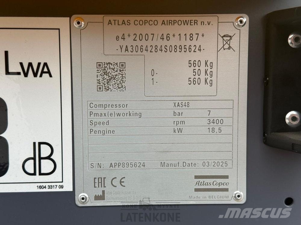 Atlas Copco XAS 48 StV Vaunukompressori UUSI Kompressoren