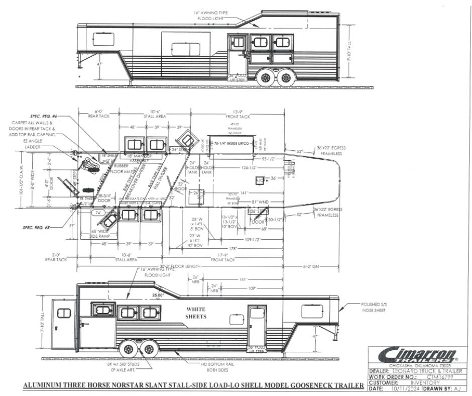 Cimarron TRAILERS NS3G-129 Dzīvnieku transportēšanas piekabes
