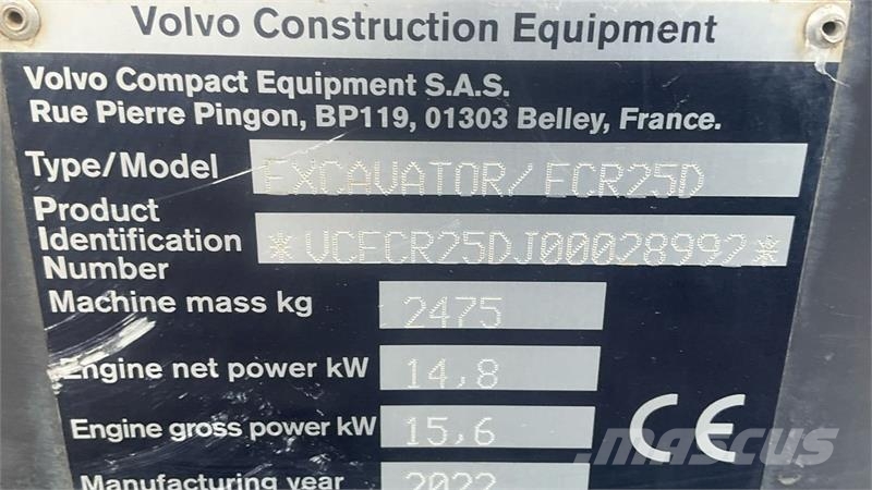Volvo ECR 25 D Den har 2 speed, lys, lukket kabine med v Minigrävare < 7t