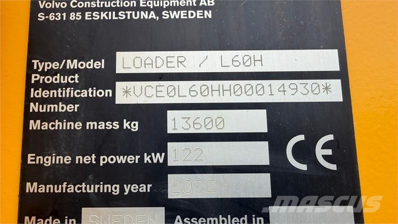 Volvo L60H CDC, BSS, Lock-UP, 3&4die funktion samt centr Chargeuse sur pneus