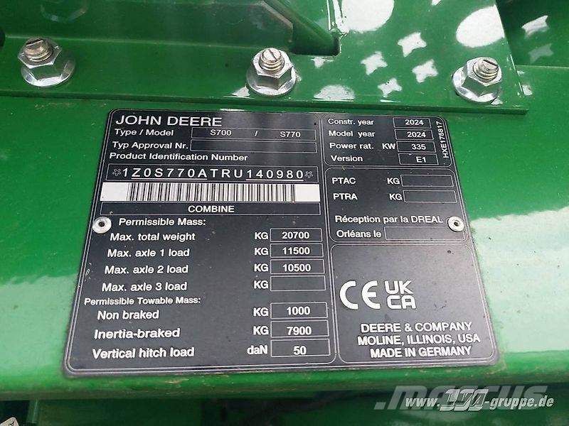 John Deere S770 Maaidorsmachines