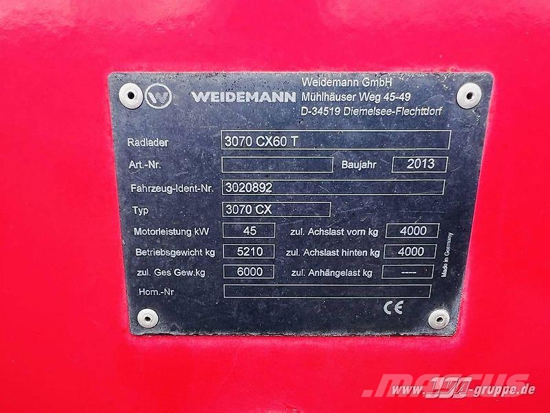 Weidemann 3070 CX60 Cargadoras sobre ruedas