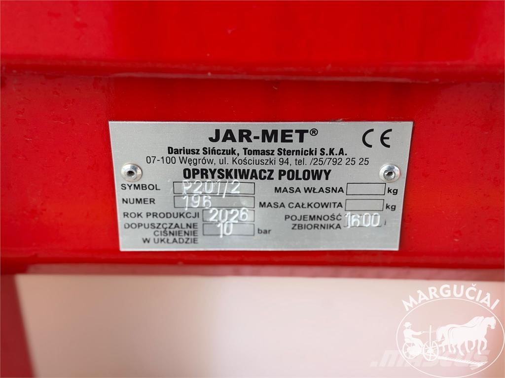 Jar-Met Bianco Line, 1600 ltr, 18 m Nesené postrekovače