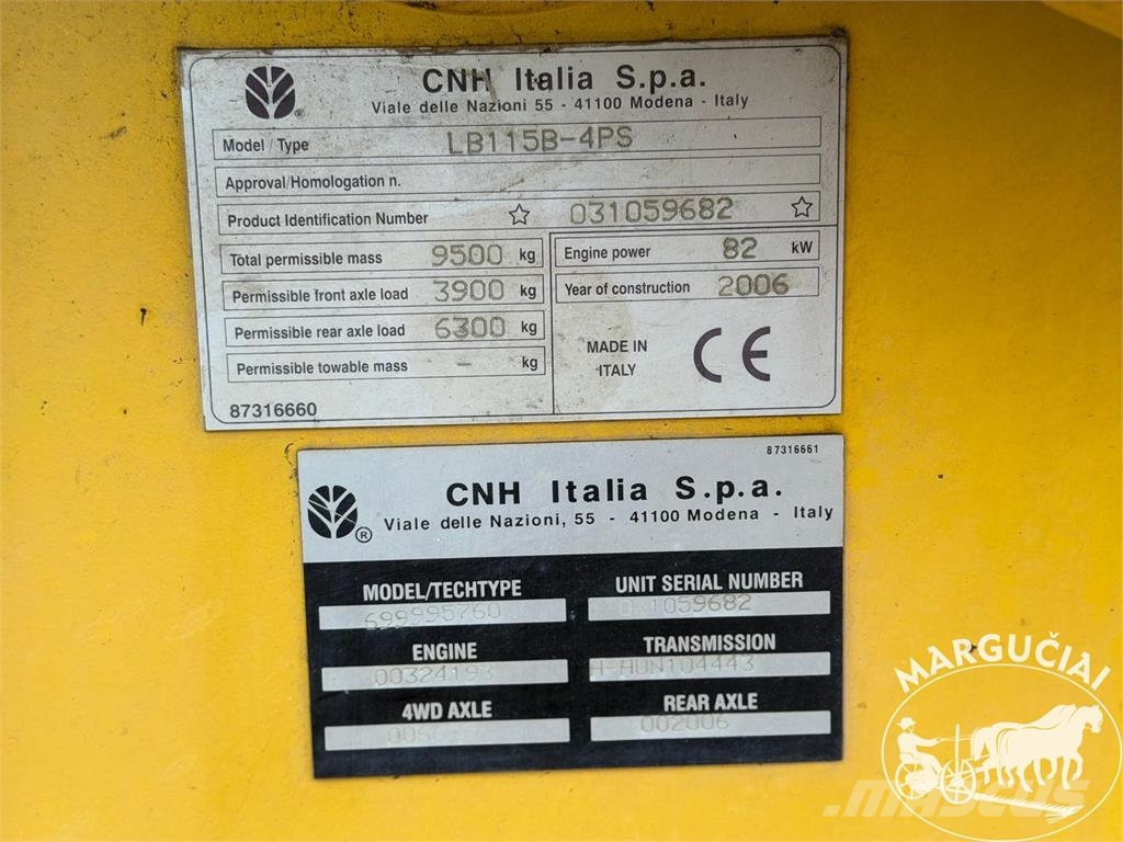 New Holland LB 115.B لوادر وحفارات أمامية