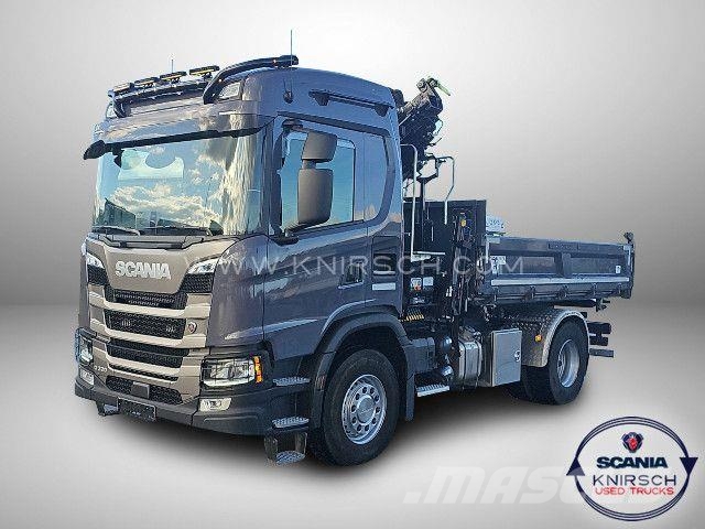 Scania G 320 B4x2NA 3-Seitenkipper Dautel mit Kran Hiab 덤프 트럭