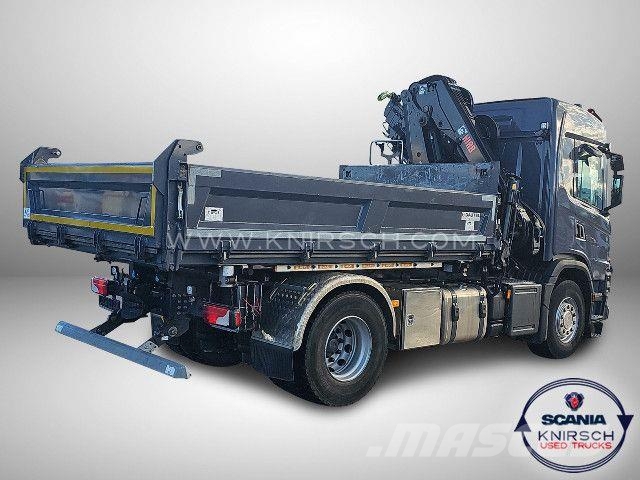 Scania G 320 B4x2NA 3-Seitenkipper Dautel mit Kran Hiab 덤프 트럭