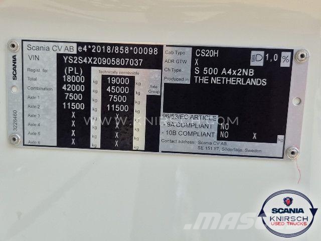 Scania S 500 A4x2NB Retarder Full Air Truck Tractor Units