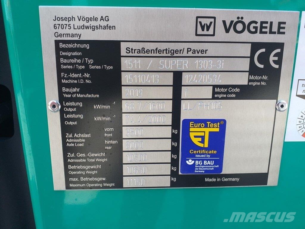 Vögele Super 1303-3i Asfaltsläggningsmaskiner