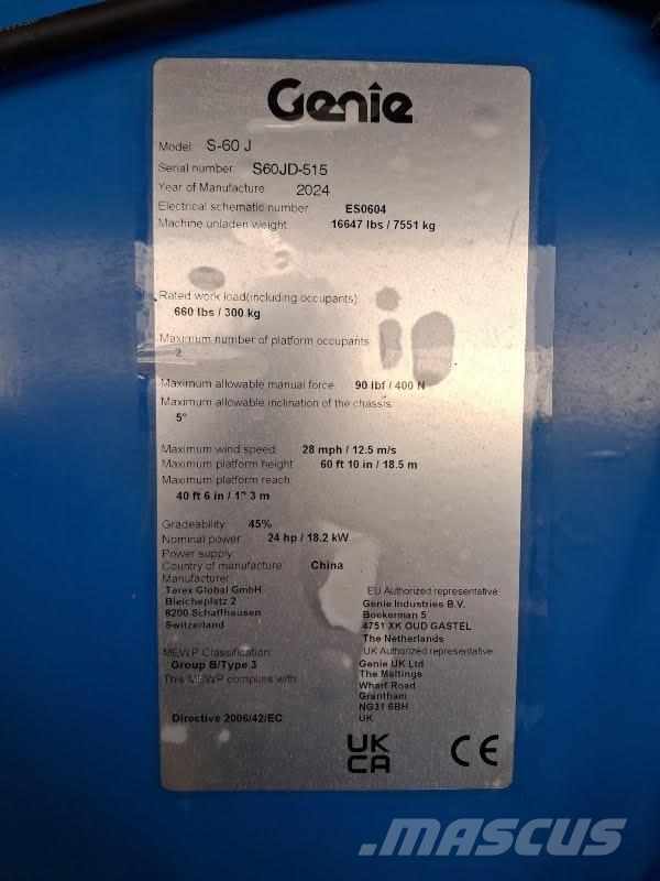 Genie S-60J رافعات سلة تلسكوبية
