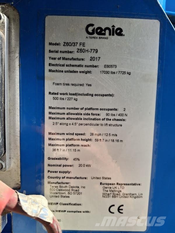 Genie Z-60/37 FE Knikarmhoogwerkers