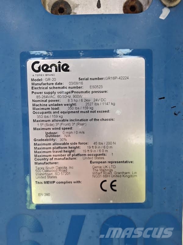Genie GR-20 Vertikālie pacēlāji