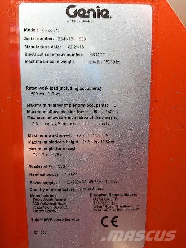 Genie Z-34/22N Knikarmhoogwerkers
