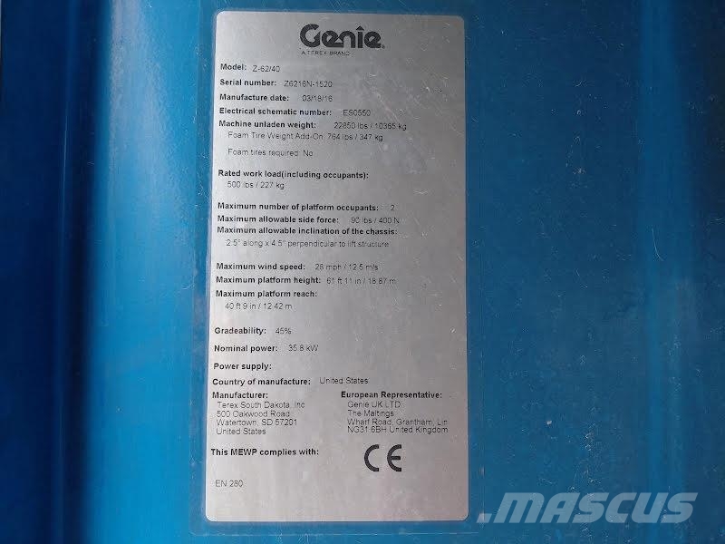 Genie Z-62/40 Knikarmhoogwerkers