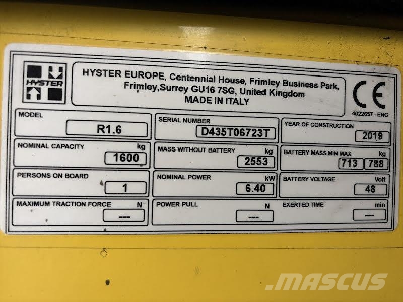 Hyster R1.6 شاحنة مناولة