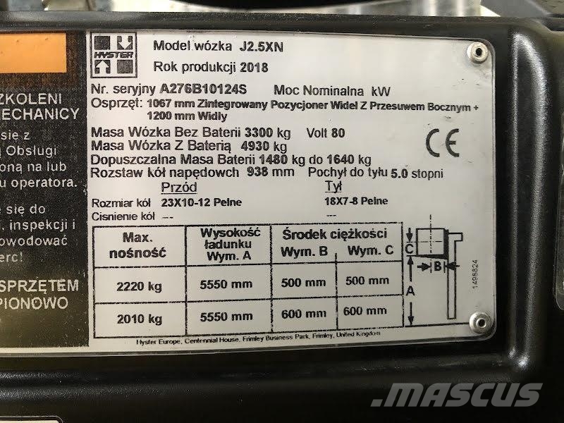 Hyster J2.5XN Električni viličarji