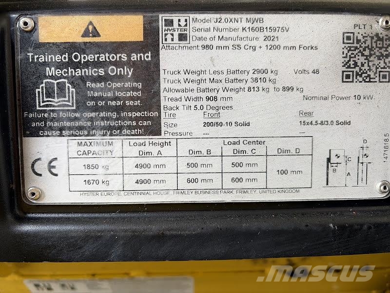 Hyster J2.0XNT Električni viljuškari