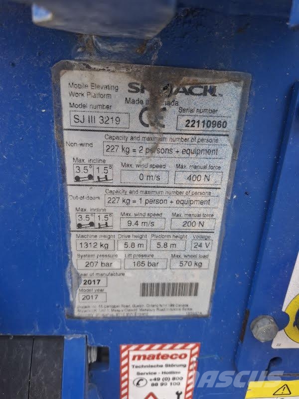 SkyJack SJIII 3219 Šķerveida pacēlāji