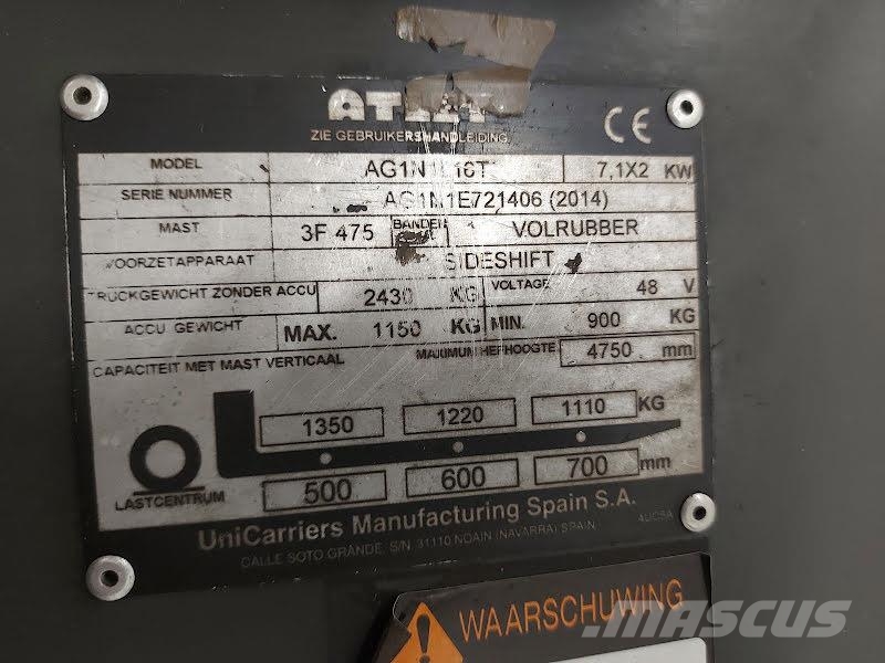 UniCarriers AG1N1L16T Electric forklifts