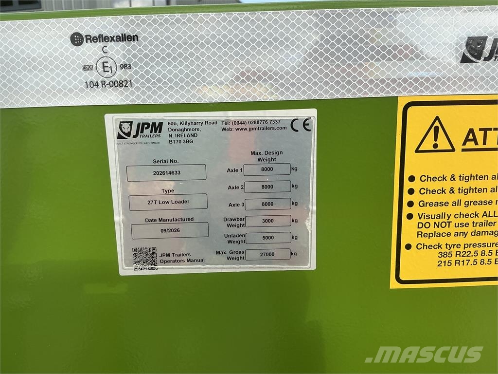 JPM 33Ft Green Tri Axle Low loader Trailer (ST27781) Üldotstarbelised haagised