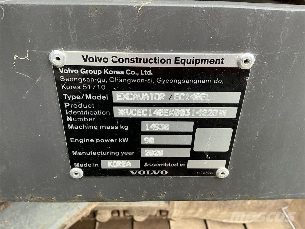 Volvo EC140 EL C/W Engcon Tiltrotator Digger (ST27888) Gravemaskiner på larvebånd