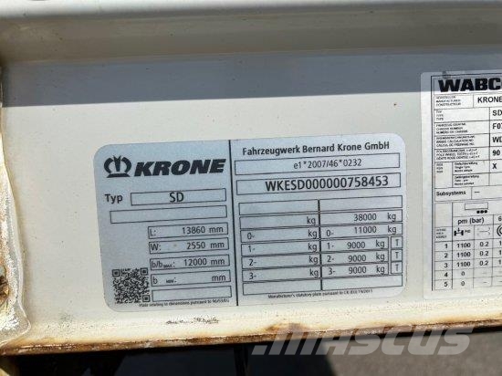 KRONE SD TAUTLINER, EDSCHA-VERDECK, BPW-ACHSEN, نصف مقطورات بباب جانبي