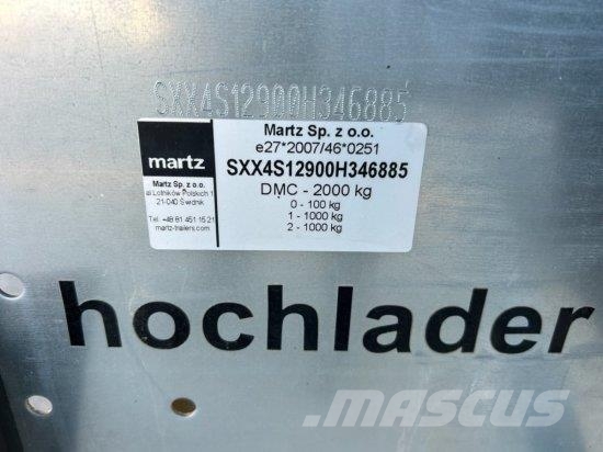 MARTZ HOCHLADER + 250/2 2T VERZINKT, KNOTT-ACHSEN, Reboques de caixa aberta/rebatíveis