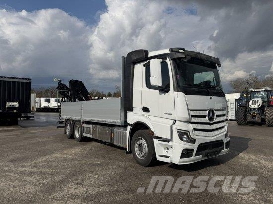 Mercedes-Benz ACTROS 2653, RETARDER, PRITSCHE, HIAB HIPRO 232 ES Camiones de cama baja