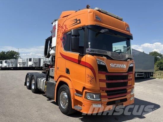 Scania R650 V8, 6X2, E6, LEDER, PENZ-CRANE 15Z - HOLZLADE 트랙터 유닛