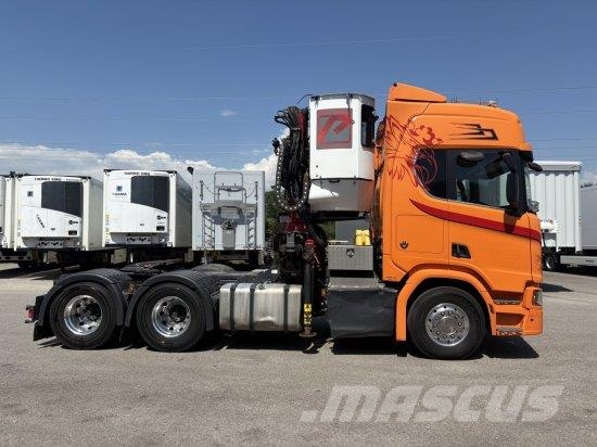 Scania R650 V8, 6X2, E6, LEDER, PENZ-CRANE 15Z - HOLZLADE 트랙터 유닛