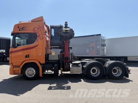 Scania R650 V8, 6X2, E6, LEDER, PENZ-CRANE 15Z - HOLZLADE 트랙터 유닛