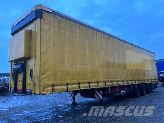SCHWARZMüLLER ,FAHRZEUGTRANSPORTER, MULDE + HUBDACH, EDSCHA-VE Semi-trailer med Gardinsider