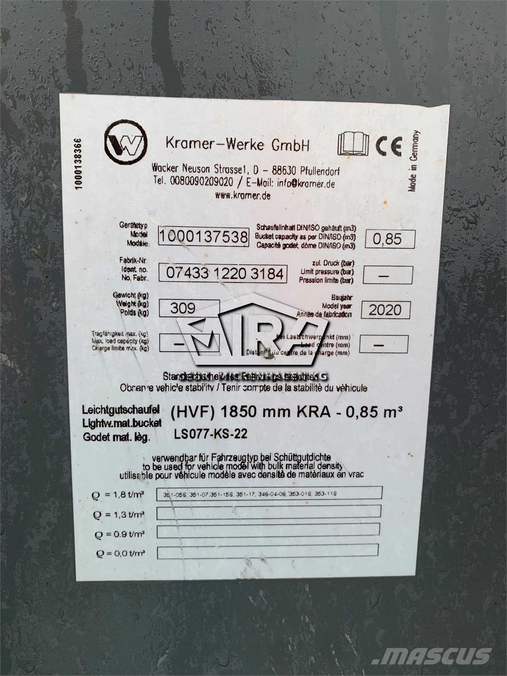 Kramer 1850 mm Kovalar