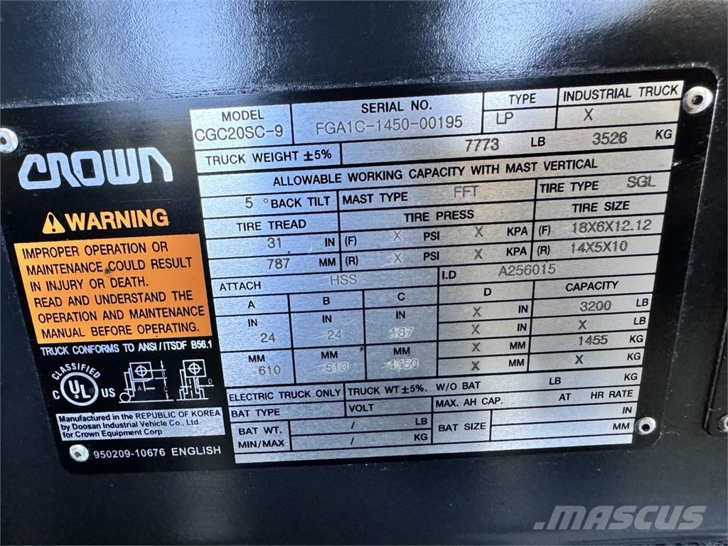 Doosan Industrial Vehicle GC20S-9 Gaffeltrucker - Annet