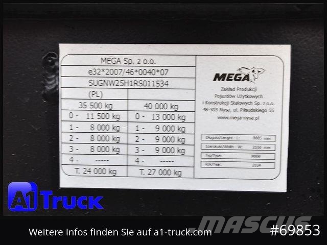 Benalu Mega 25m³ Lift Stahl SAF 4X4 Allrad 1350mm Kippladerauflieger