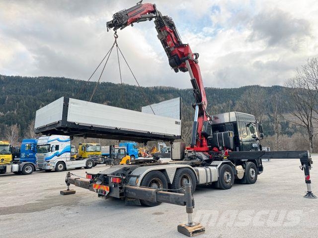 DAF XF 510 8X4 BL Retarder SZM + LKW Kran Fassi F800 Flatbed / Dropside trucks